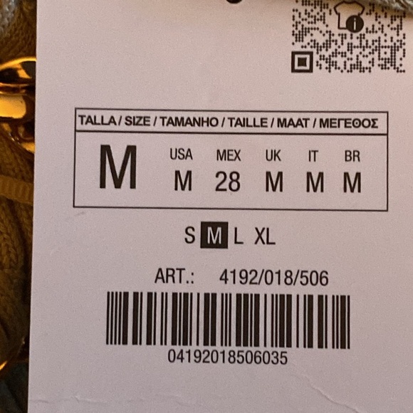 NWT. Zara Light Khaki Chain Trim Ribbed Knit Midi Dress. Size M. - Picture 8 of 10